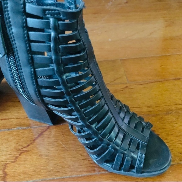 NINE WEST HangTuff open toe trap shoes gladiator women’s size 5M black leather. - Picture 5 of 8